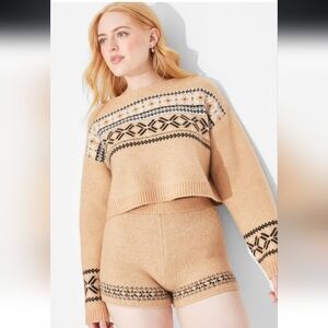Women's Tan with Black Design Knit Shorts - Wild Fable - Size XS